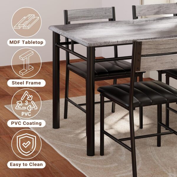 IRONCK Dining Table Set for 4, Wood Kitchen Table with Uphol...