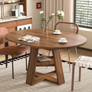 43.3in-59in Extendable Round Dining Table for 4-8,Modern Kit...