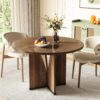 LITTLE TREE 39-Inch Round Dining Table for 4, Rustic Kitchen...
