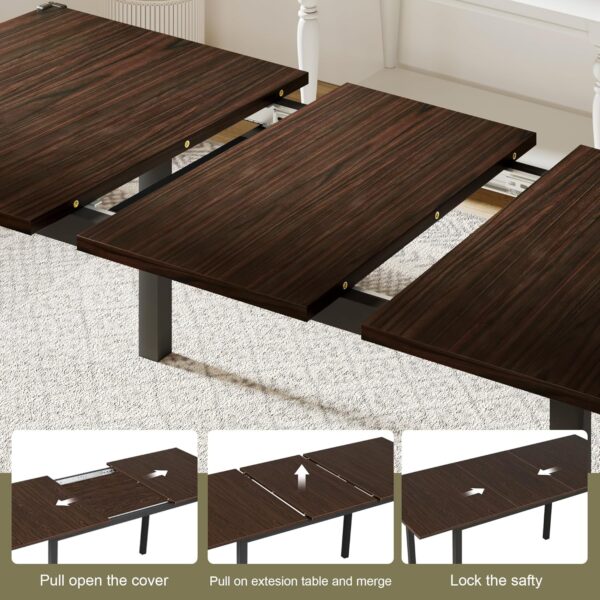 Feonase 63" Extendable Kitchen Table, Modern Farmhouse Dinin...