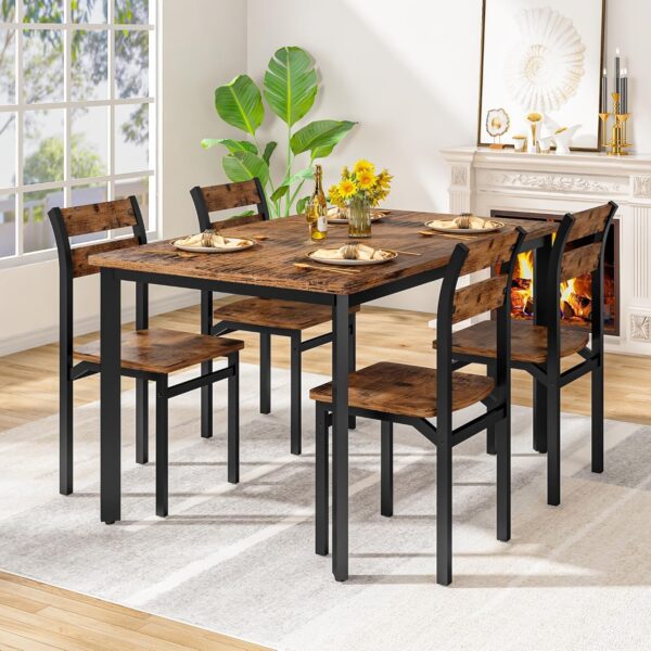 DKLGG Dining Room Table Set for 4 Farmhouse 5 Piece Dining T...