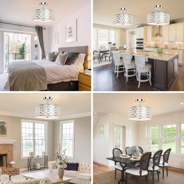 DLLT Flush Mount Ceiling Light: Modern 3-Light Brushed Nicke...