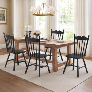 LUE BONA Black Dining Chairs Set of 4, Windsor Wooden Dining...