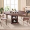 Dining Table for 4-6,63“Extendable Round Kitchen Dining Room...
