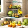 2 Tier Fruit Basket for Kitchen Counter with 2 Mobile Banana...
