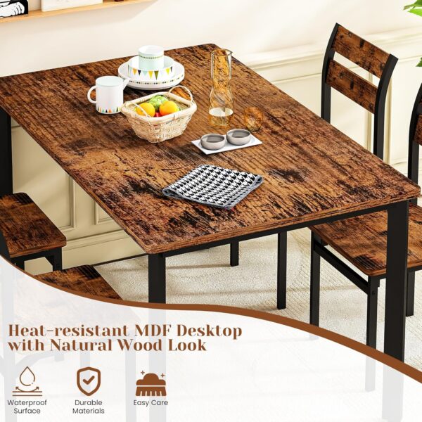 DKLGG Dining Room Table Set for 4 Farmhouse 5 Piece Dining T...