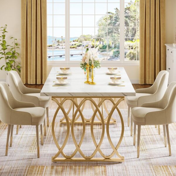 Tribesigns Modern Dining Table, 63" Large Kitchen Table for ...