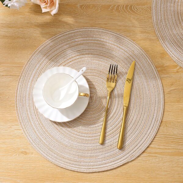 SHACOS 15 inch Round Braided Placemats Set of 6 Non Slip Hea...