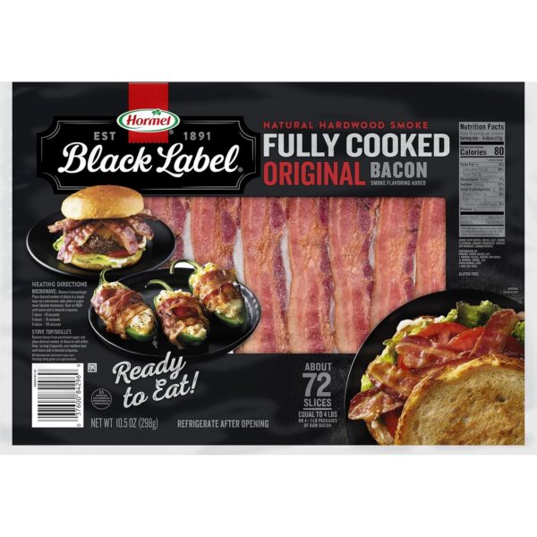HORMEL BLACK LABEL Fully Cooked Bacon - Thick Bacon Snacks f...