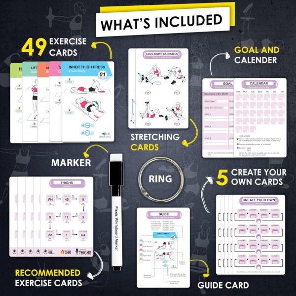 Pilates Ring Workout Cards -58 Exercise ring Card with Pilat...