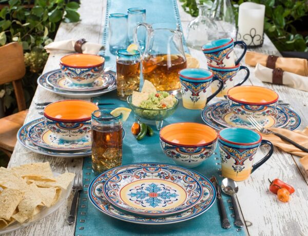 Euro Ceramica Zanzibar Collection 16 Piece Dinnerware Set Ki...