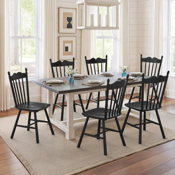 LUE BONA Black Dining Chairs Set of 4, Windsor Wooden Dining...