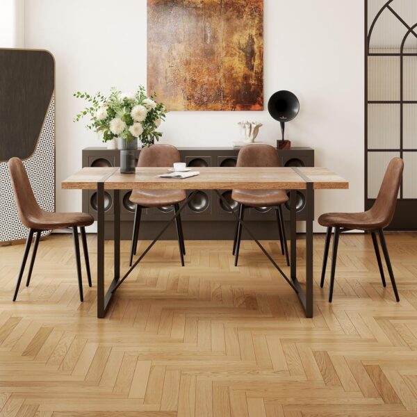 Dining Table Set for 4, Modern 55'' Wood Dinette Table Set f...